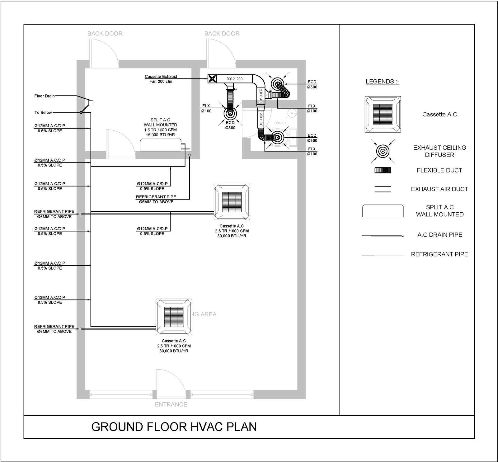 Coffee Shop Hvac Plan Cadbull