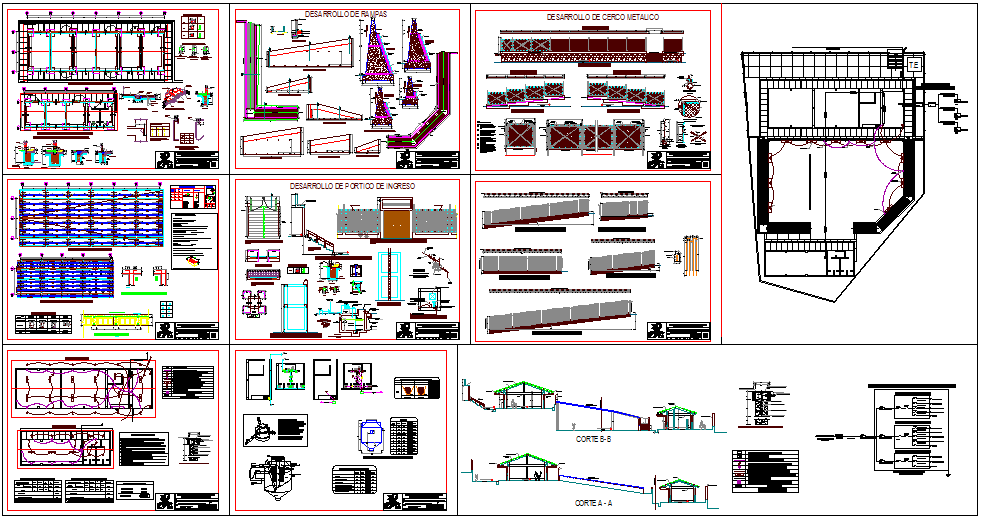 Collage design view class room, column structural view dwg file - Cadbull