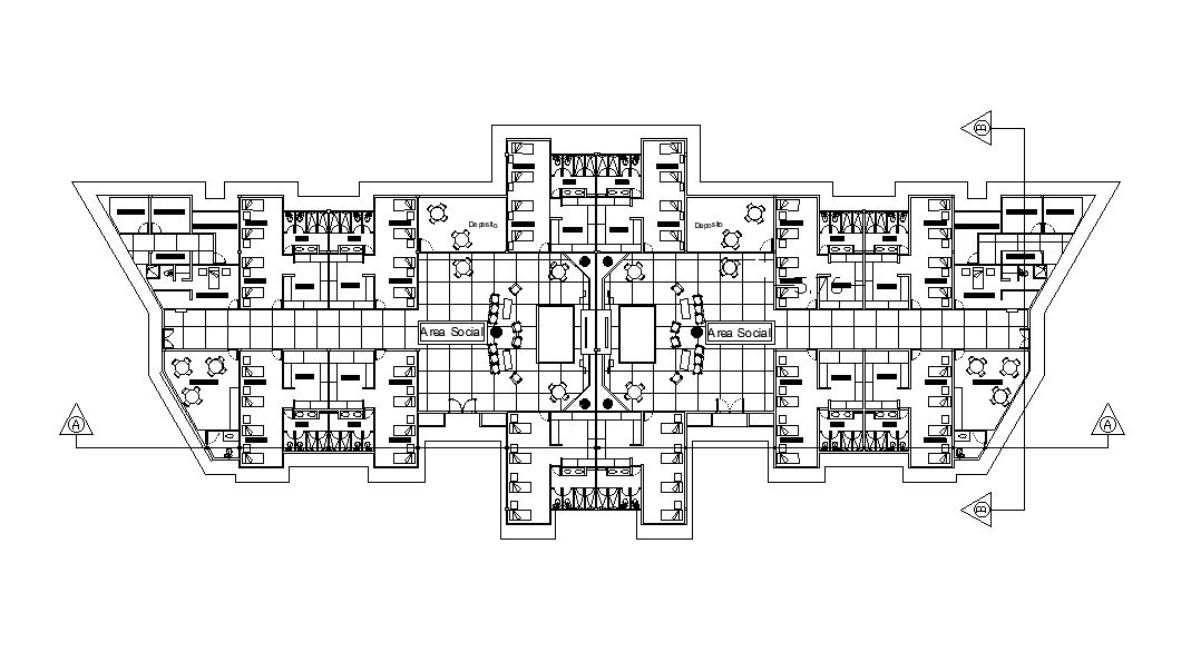College hostel plan is given in this Autocad drawing file