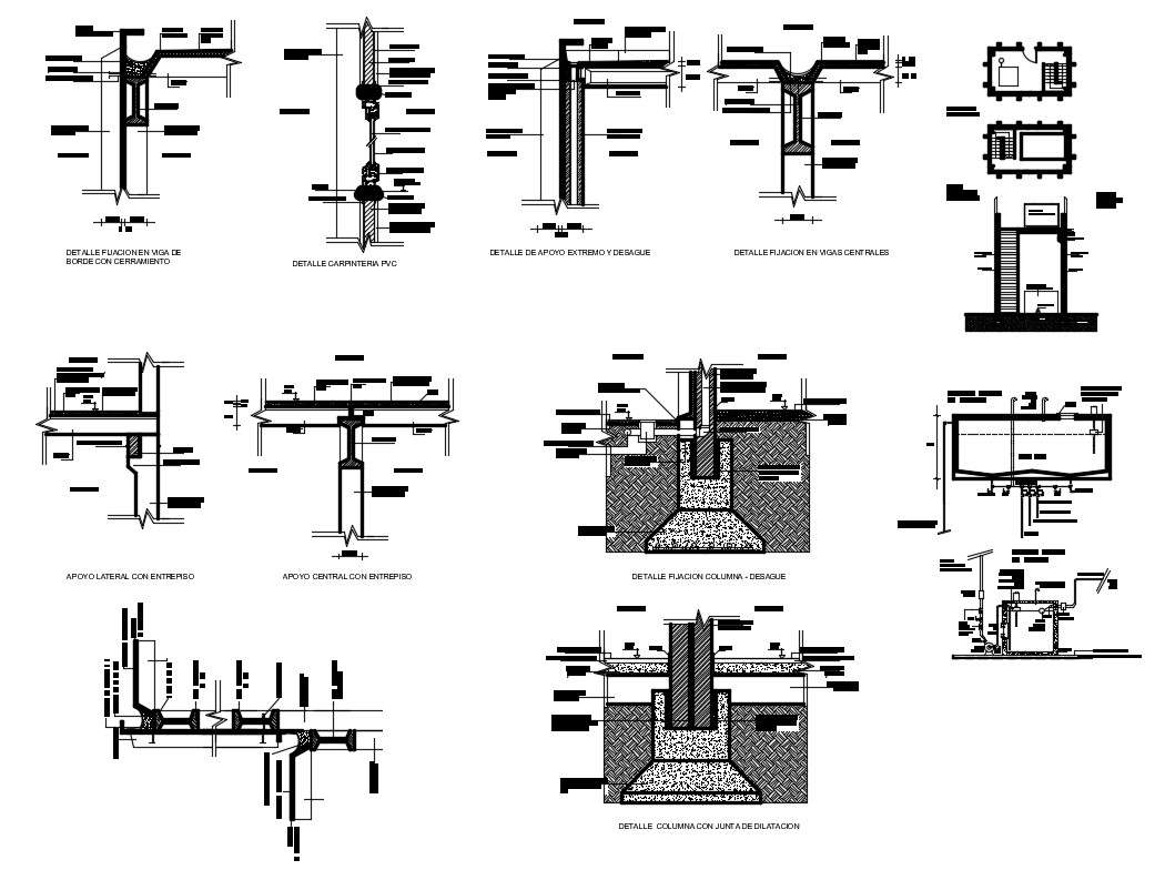 Column, beam and ceiling construction details of building dwg file ...