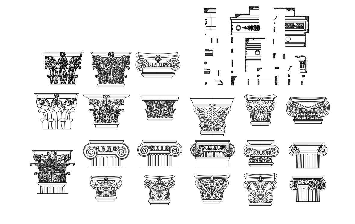 Beautiful Capital Column Front View Elevation Cad Blcok Details Dwg   Column Capital Design CAD Blocks Free Download Thu Dec 2019 12 31 09 