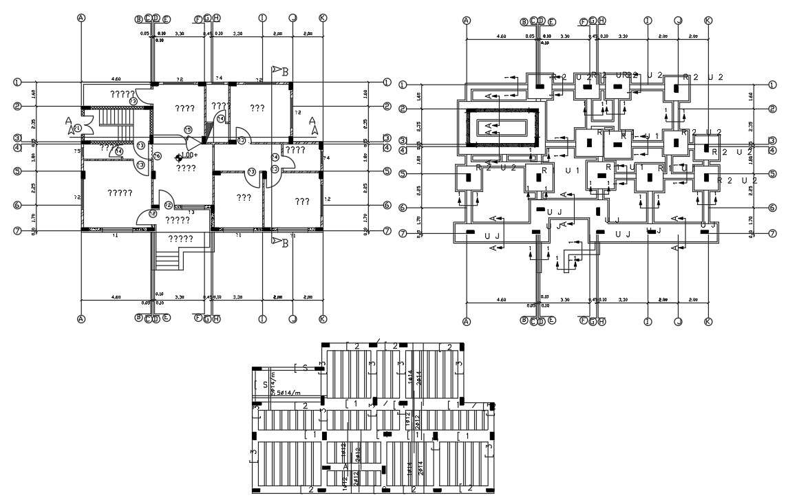 Column Foundation Plan With Centre Line Cad Drawing - Cadbull