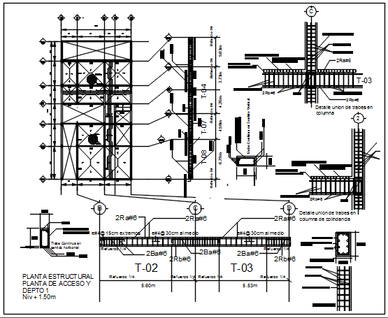 Column and beam section plan detail dwg file - Cadbull