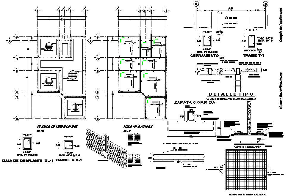 Column and beam section plan layout file - Cadbull