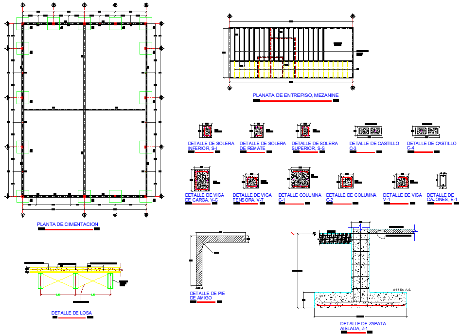 Foundation And Column Layout Plan Drawing Free Download Dwg File