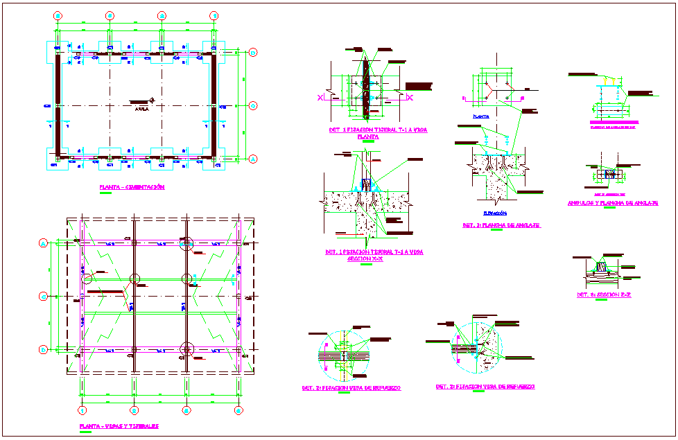 Column and foundation plan view with detail for classroom dwg file ...