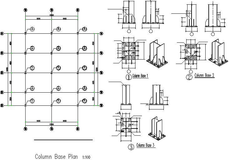 Column base plan detail dwg file - Cadbull