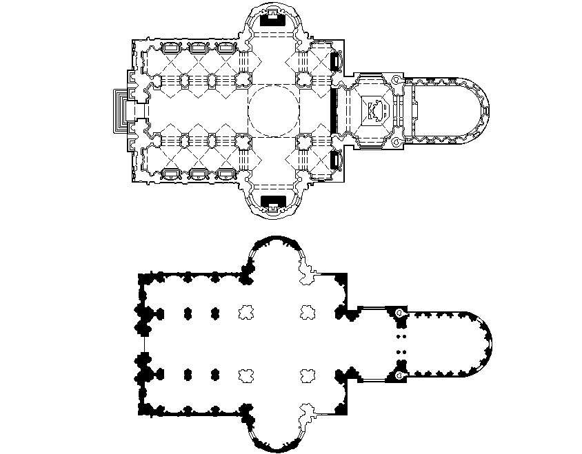 Column church plan detail dwg file - Cadbull