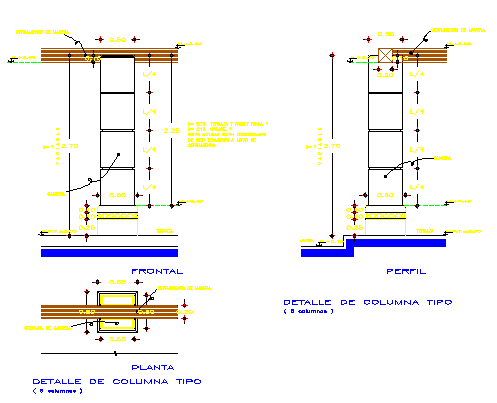 Column detail drawing - Cadbull