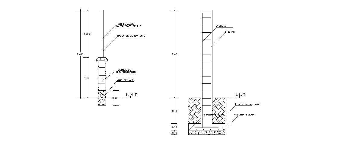 Column section and construction drawing details dwg file - Cadbull