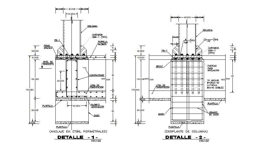 Column section and structure cad drawing details dwg file - Cadbull