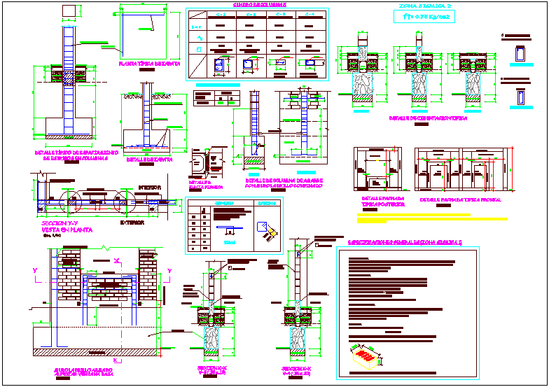 Column view design of structural view with detail view dwg file - Cadbull