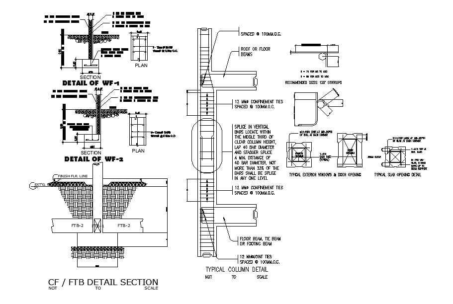 Column Footing Joint Beam Section Cad Drawing Dwg File Cadbull