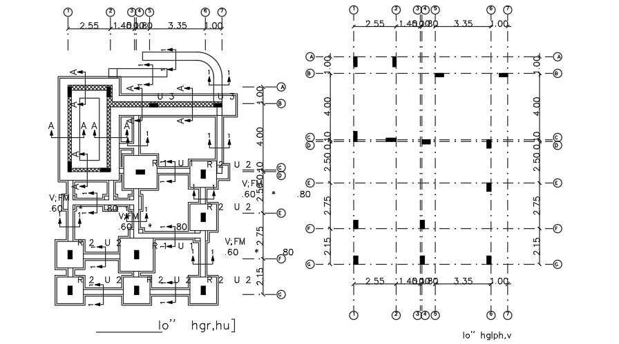 Column Footing Plan Of 9x13 Meter House CAD File - Cadbull