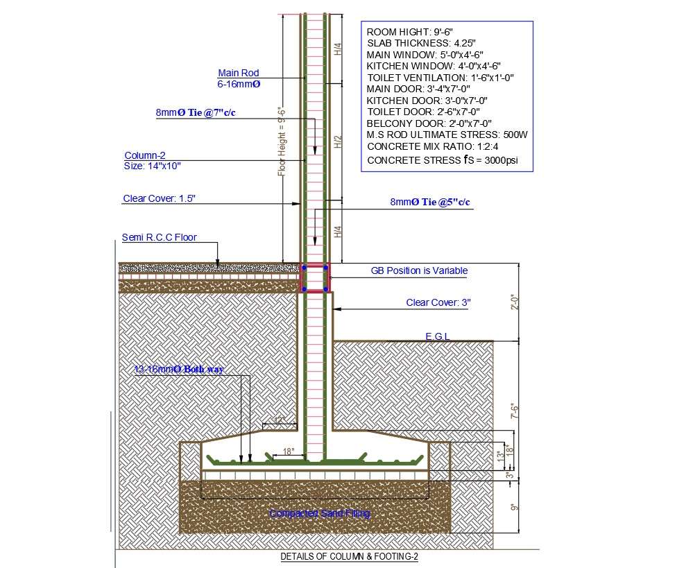 Column Footing Section Cad Drawing Free Download Dwg File Cadbull ...