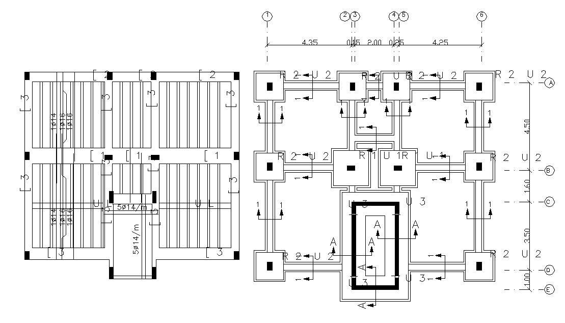 Column Footing and Slab Reinforcement Work Design - Cadbull