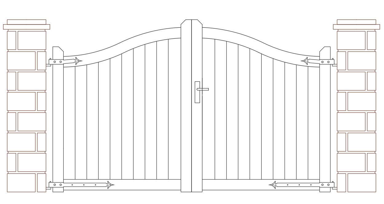 Column With Main Gate Design DWG File Cadbull