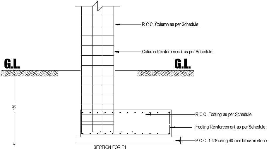 Column and footing connection details of kadavoor church detail is ...