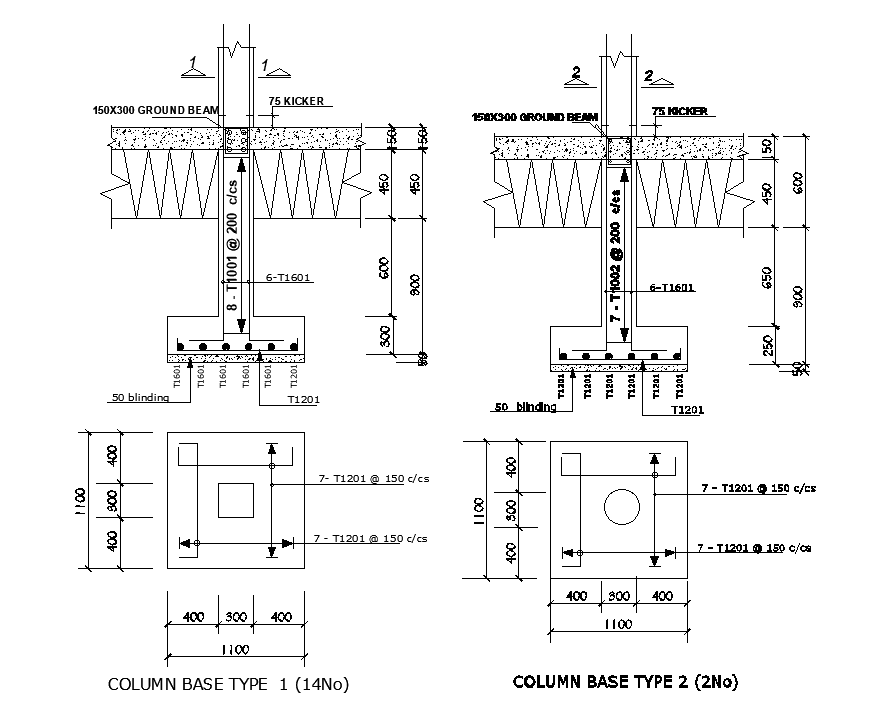 Column base 9x12m residential plan is given in this Autocad drawing ...