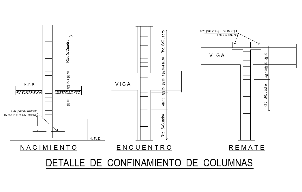 Column confinement detail is given in this Autocad drawing model ...