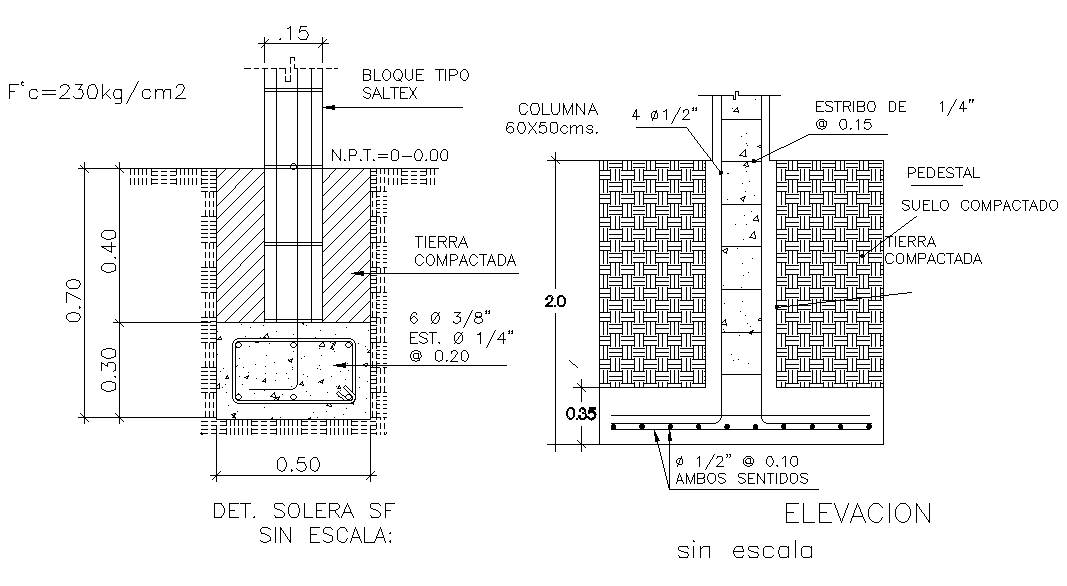 Column cum footing is given for 15x17m office plan in this Autocad ...