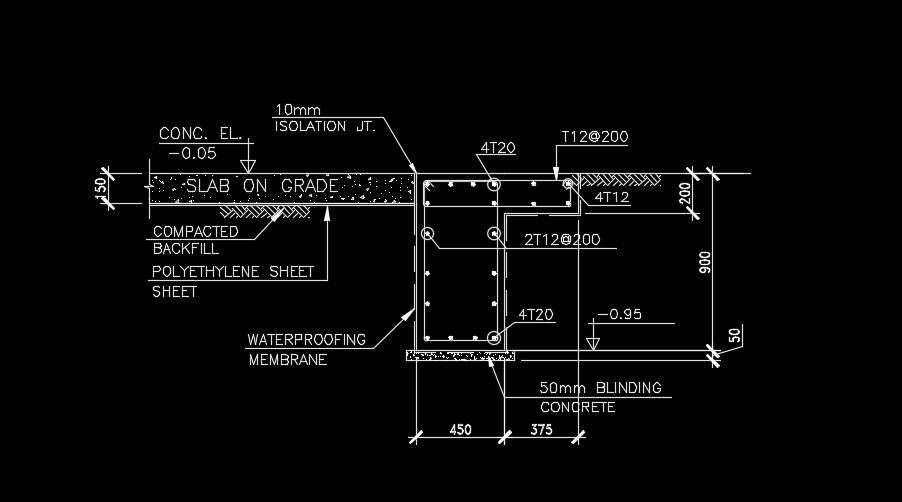 Column Cum Slab Of The Isolation Joint Detail Plan Cadbull