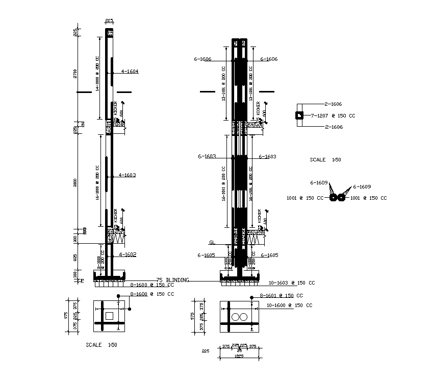 Column detail is given for 18x1m house plan is given in this Autocad ...