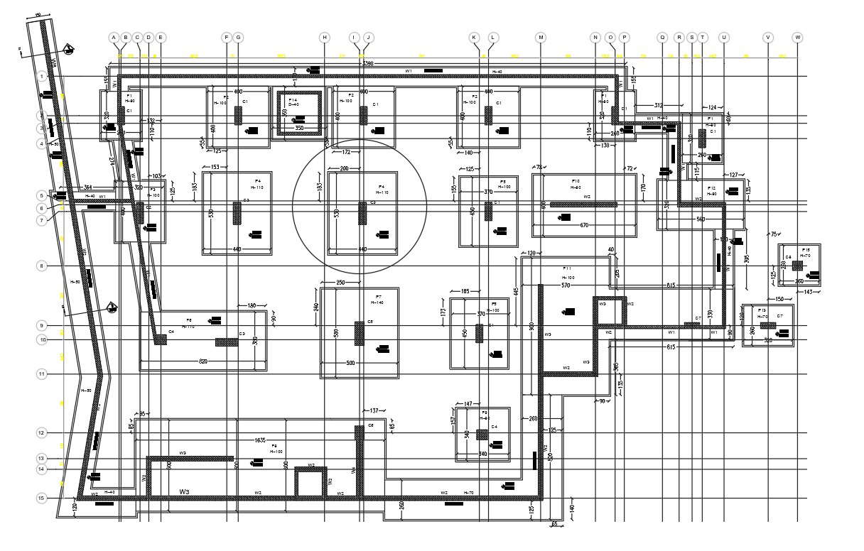 Column framing layout details in AutoCAD, dwg file. - Cadbull