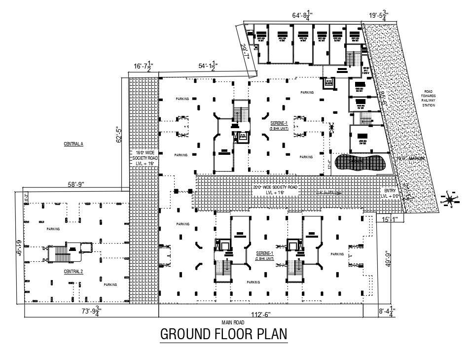 Column Layout Of 155x125 Apartment Ground Floor Plan Is Given In This Autocad Drawing File