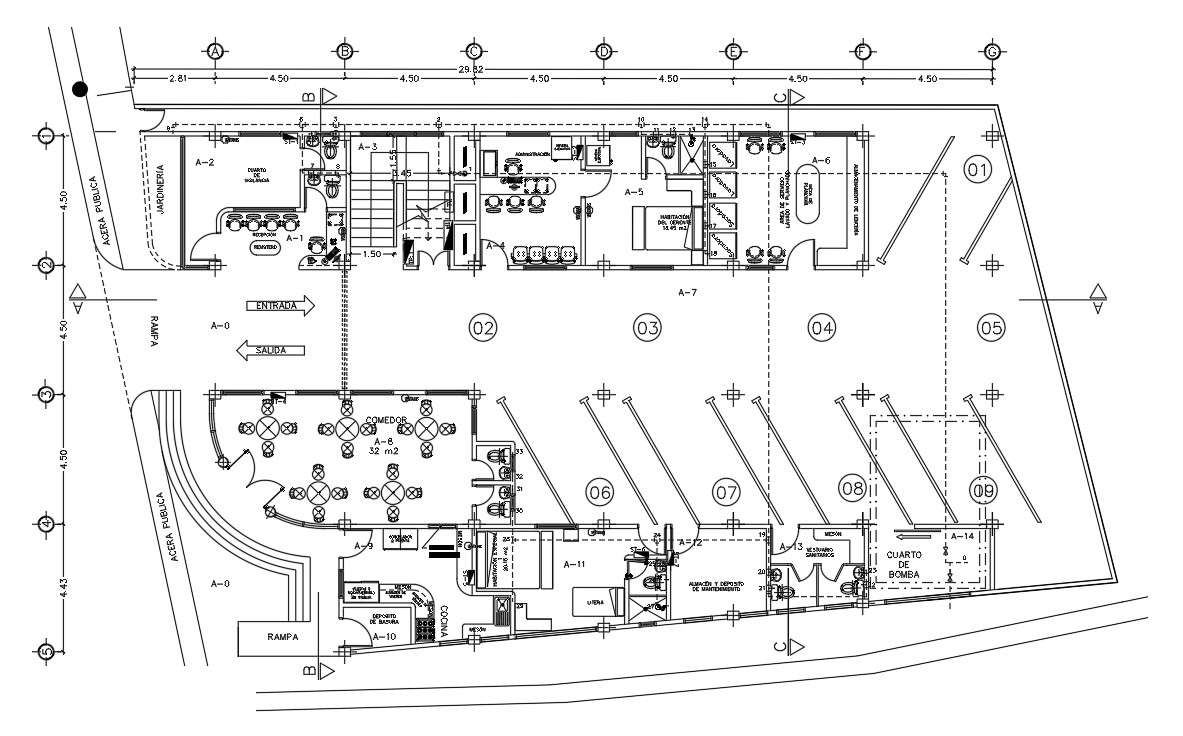 Column layout of the 30x17m ground floor hotel plan is given in this ...