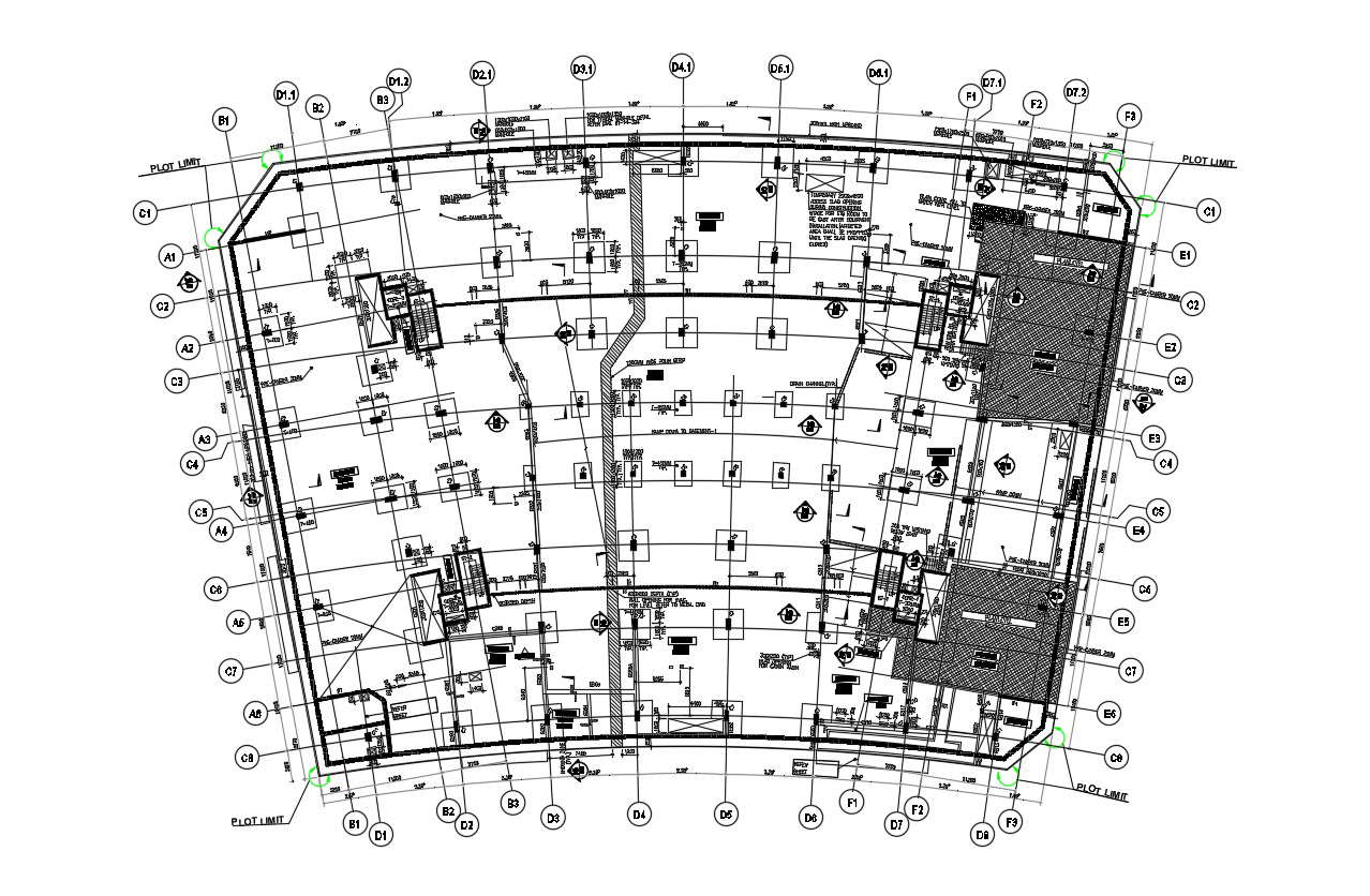 commercial-building-center-line-plan-and-foundation-plan-dwg-file-cadbull