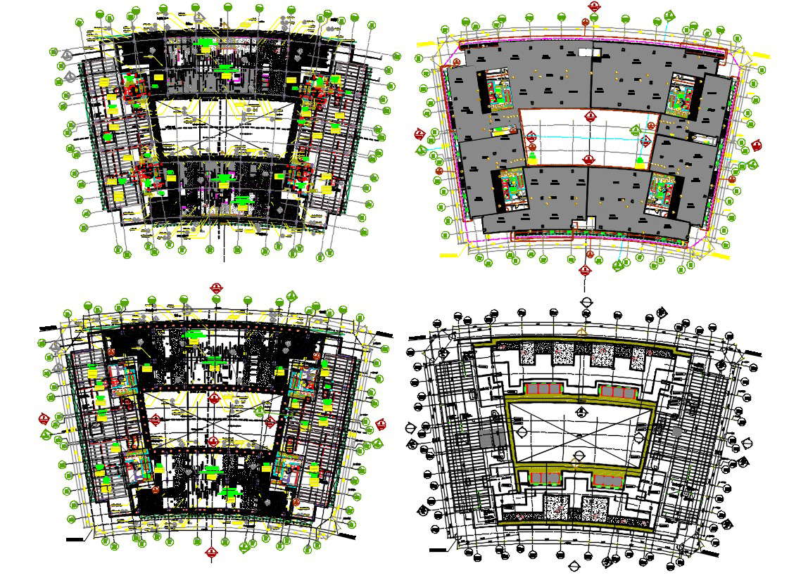 Commercial Building Design With Different Floor Plan AutoCAD File - Cadbull