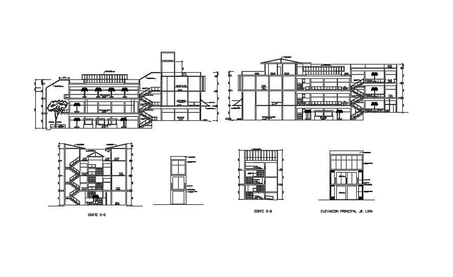 Commercial Building Elevation Section In DWG File - Cadbull