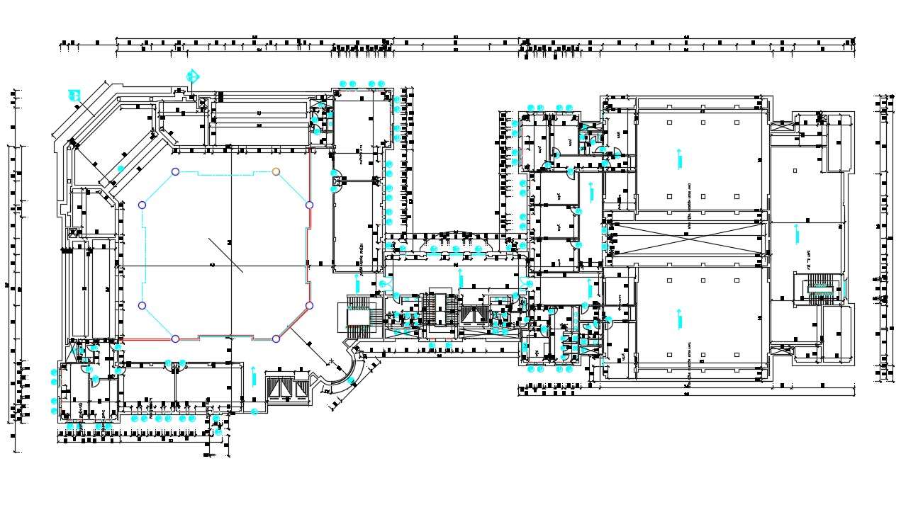 Commercial Building Mezzanine Floor Plan AutoCAD Drawing