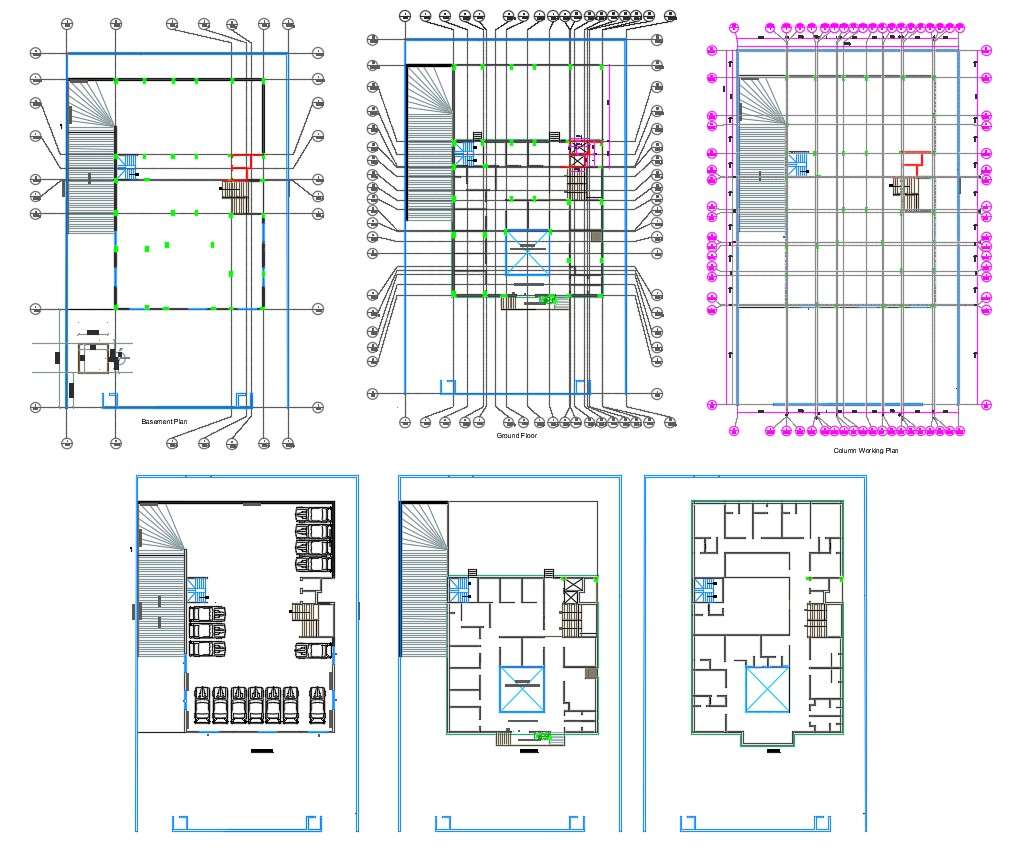 Commercial Building Plan With Basement Ramp Parking CAD File - Cadbull