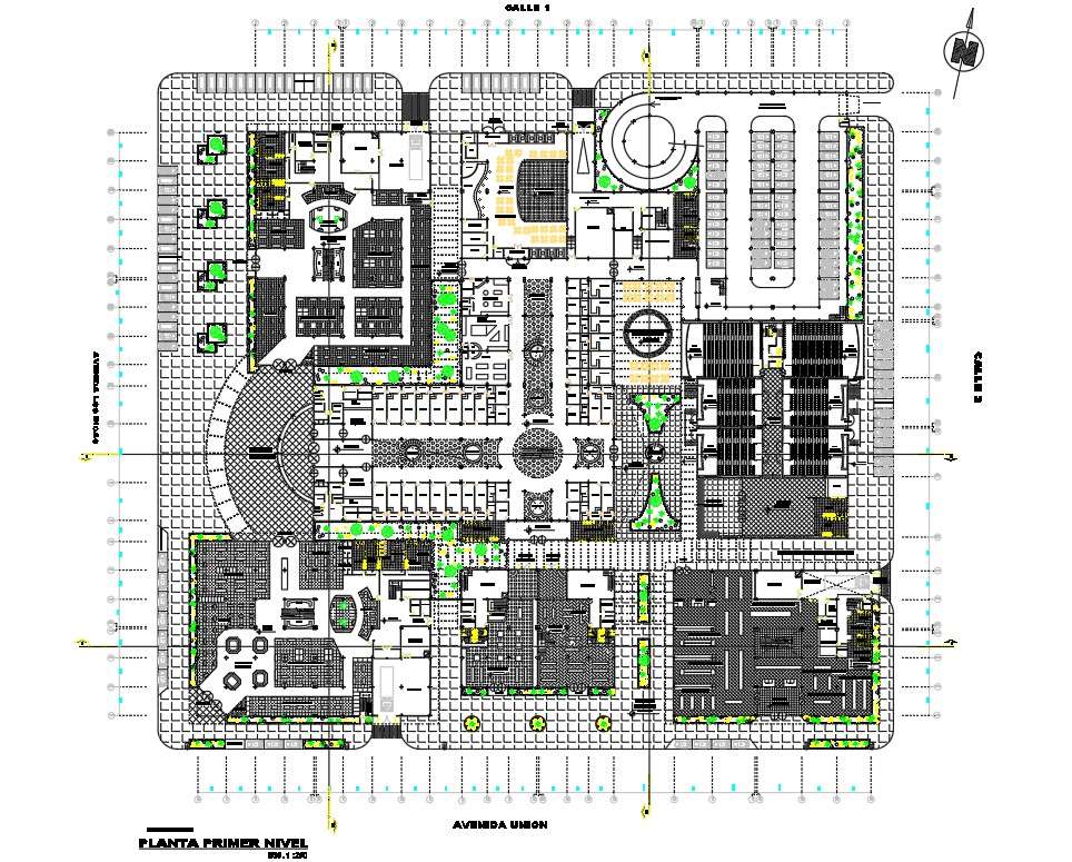 Commercial Complex First Floor Layout Plan With DWG File