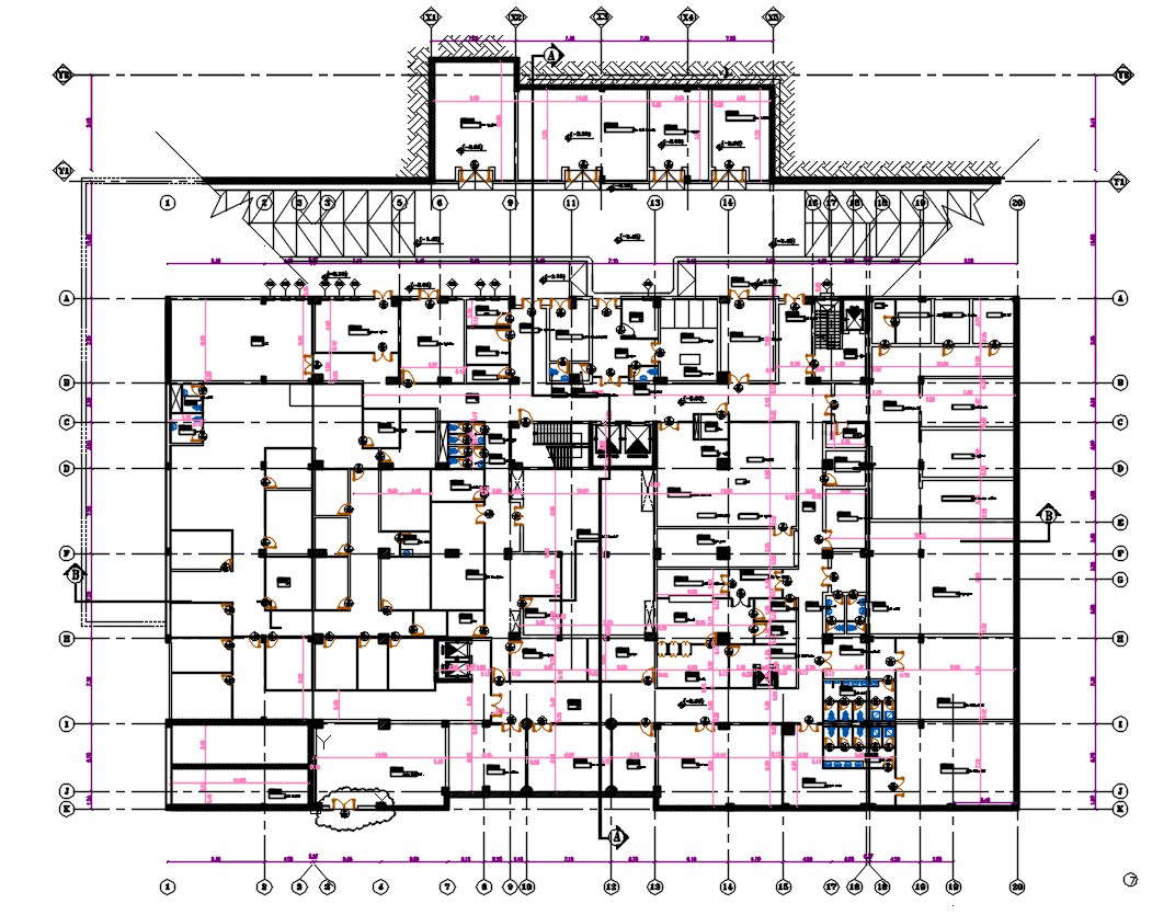 Commercial Office Building Floor Plan CAD Drawing - Cadbull