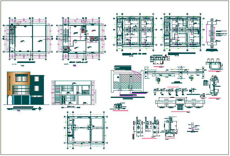 Commercial building plan detail and structure member detail view dwg ...