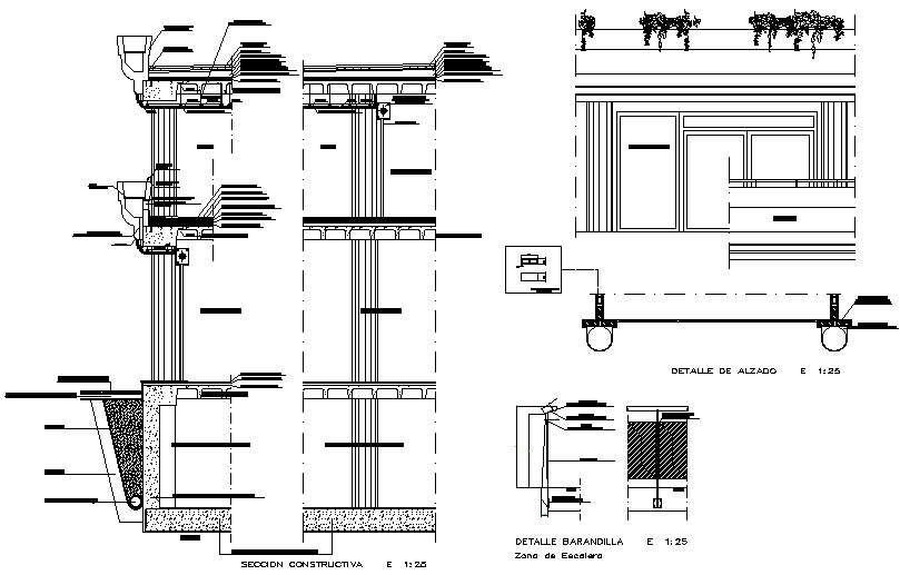 Commercial center open wall section detail dwg file - Cadbull