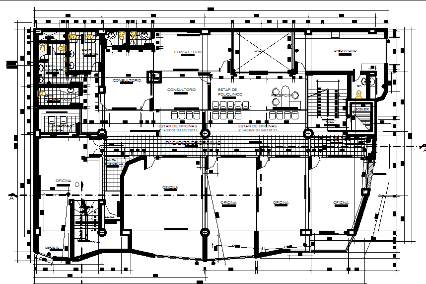 Commercial plan and elevation layout detail dwg file - Cadbull