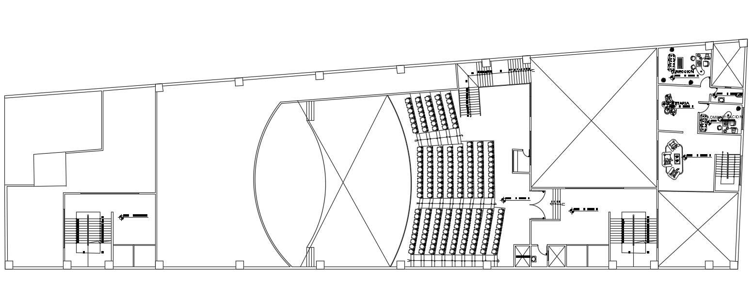 Commercial Auditorium Hall Second Floor Plan Download DWG File - Cadbull