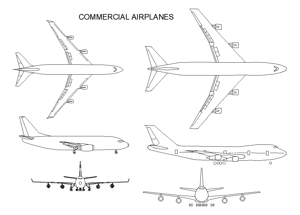 Commercial airplanes designs are given in this AutoCAD model. This is