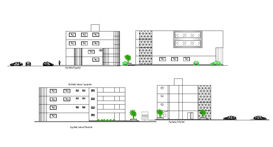 Commercial Building Elevation Detail Separated In This Cad Drawing