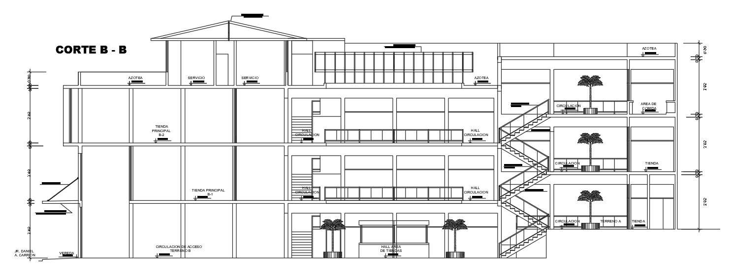 Commercial building section provided in this CAD drawing | Download 2d ...