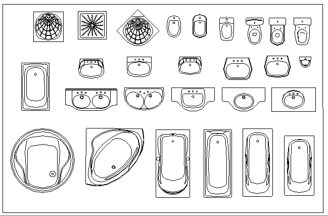 Common sanitary blocks design dwg file - Cadbull