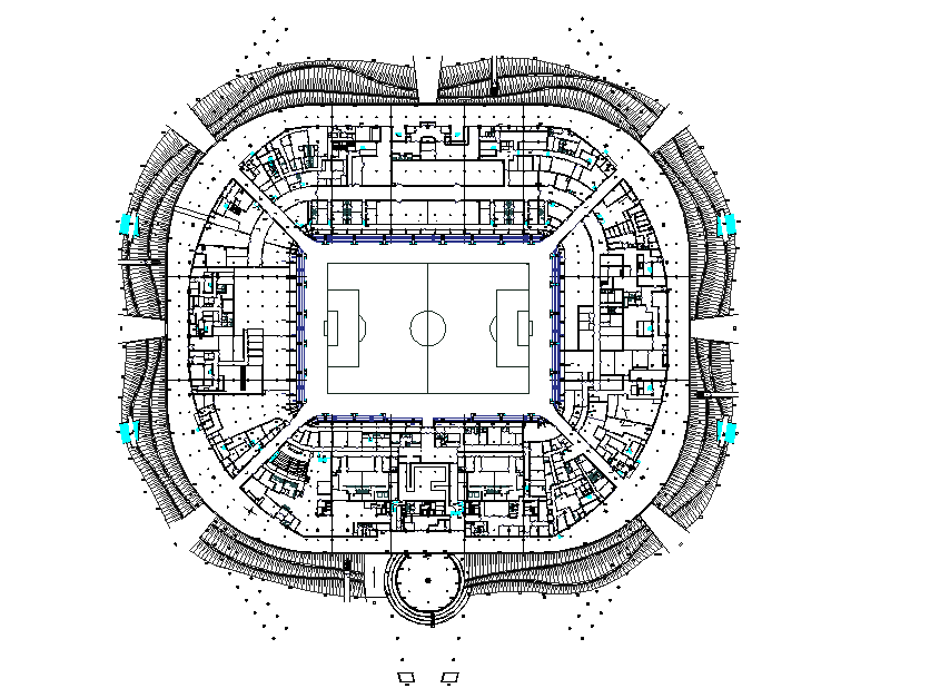 Complete architectural layout plan of a stadium - Cadbull