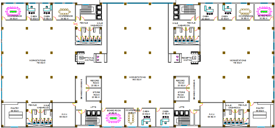 Complete layout plan of a office dwg file - Cadbull