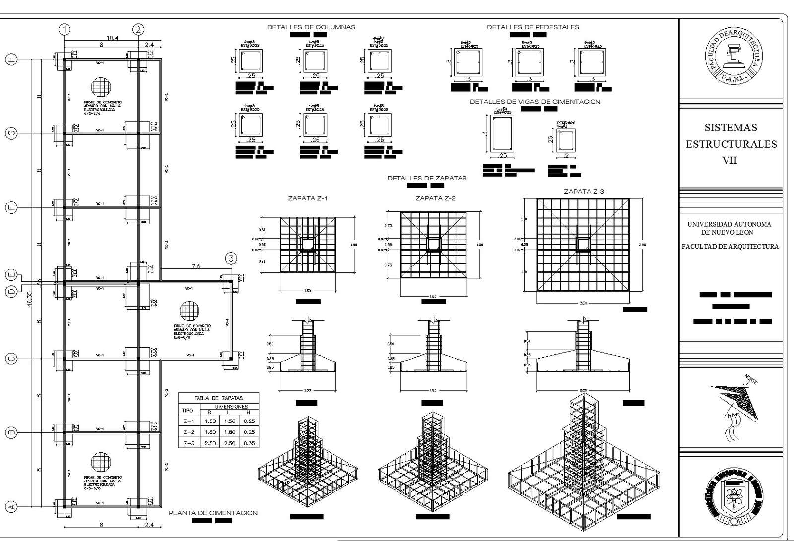 Complete a plan. Foundation Plan detail. Reinforcing Mesh connection inside of Foundation in dwg typical. Completed Plan.