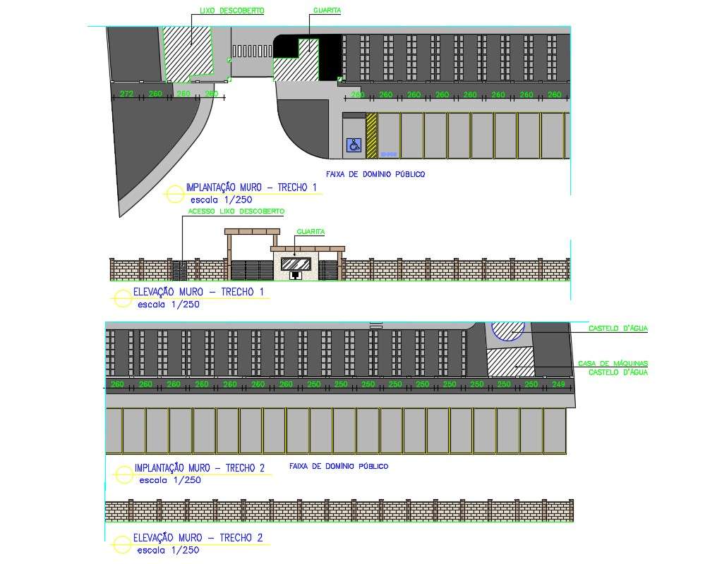 Compound Boundary Wall and Entrance Gate Design Plan and Elevation AutoCAD Drawing - Cadbull