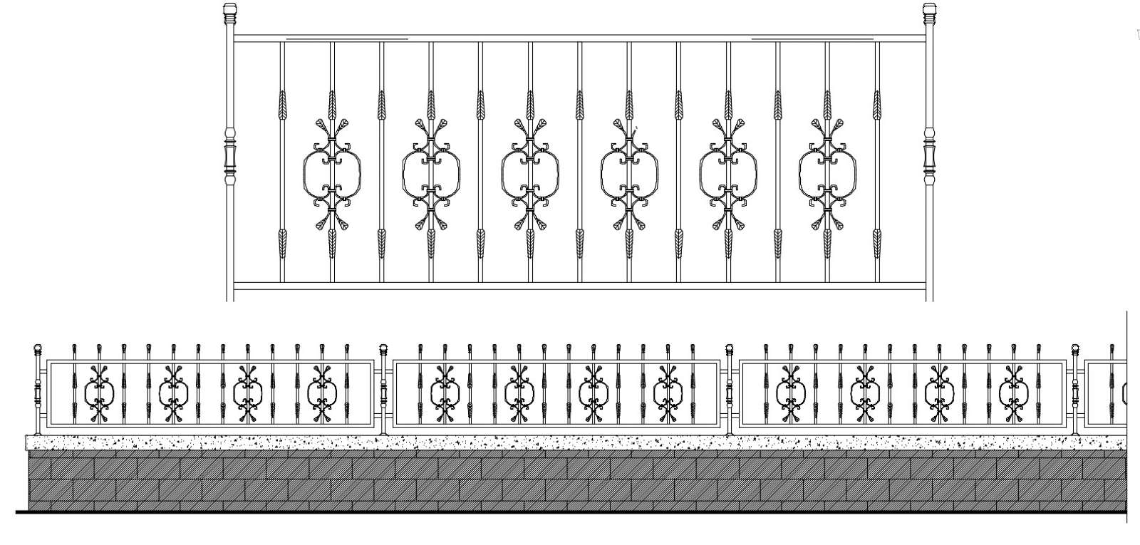Compound Boundary Wall iron Fencing Railing Design CAD Drawing ...